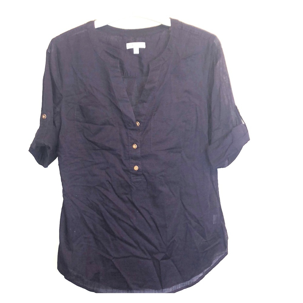Purple half button shirt. Never worn